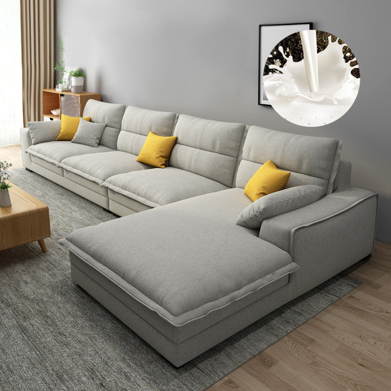 Contemporary Removable Cushions Slipcovered Sofa with Reversible Chaise