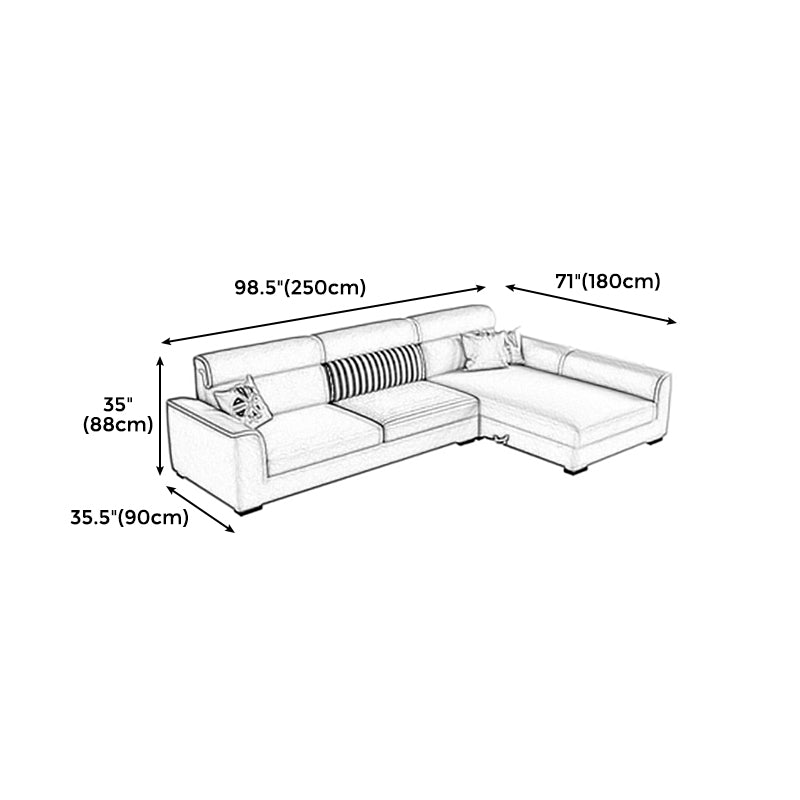 34.6"H Modern Linen/Faux Leather Square Arm Sofa& Chaise Lounge for Living Room