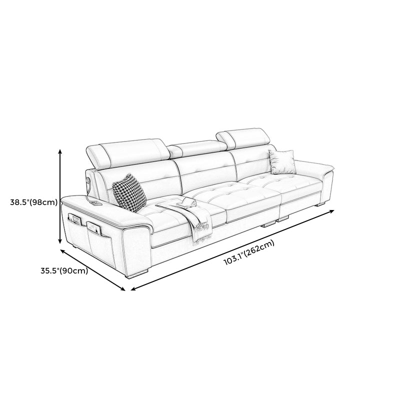 Waterproof Linen Pillow Top Arm Sofa with Adjustable Bolster Pillows and Storage Bag