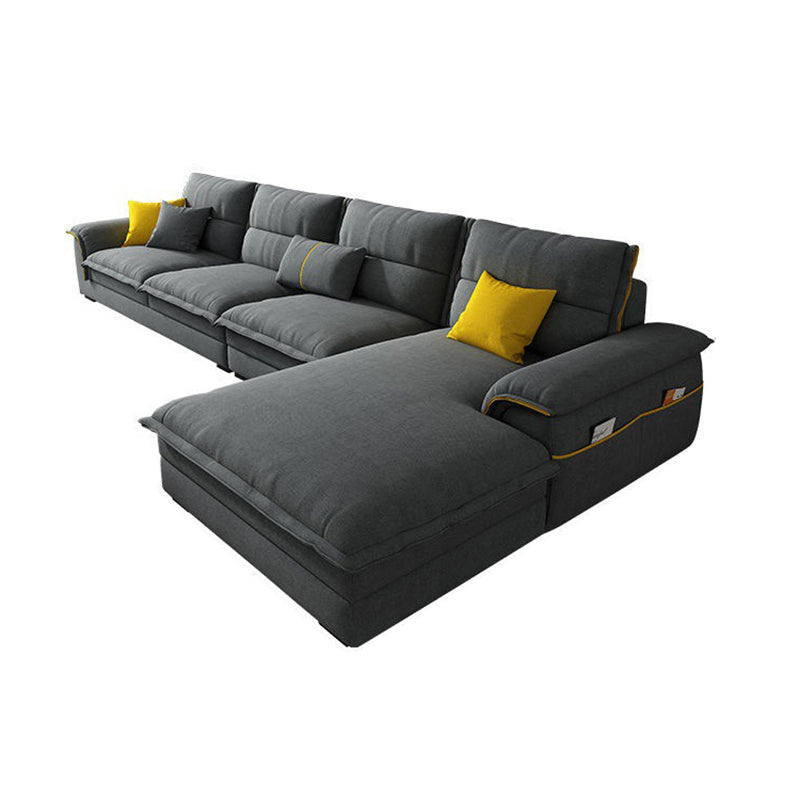 Contemporary Reversible Chaise Sofa with Removable Cushions Slipcovered Sofa
