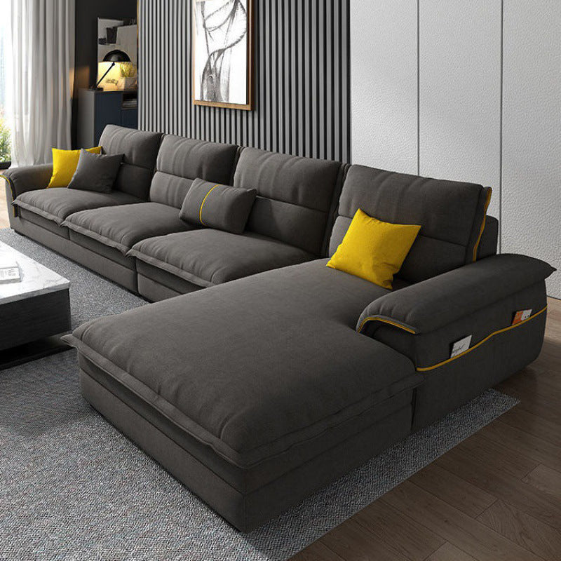 Contemporary Reversible Chaise Sofa with Removable Cushions Slipcovered Sofa