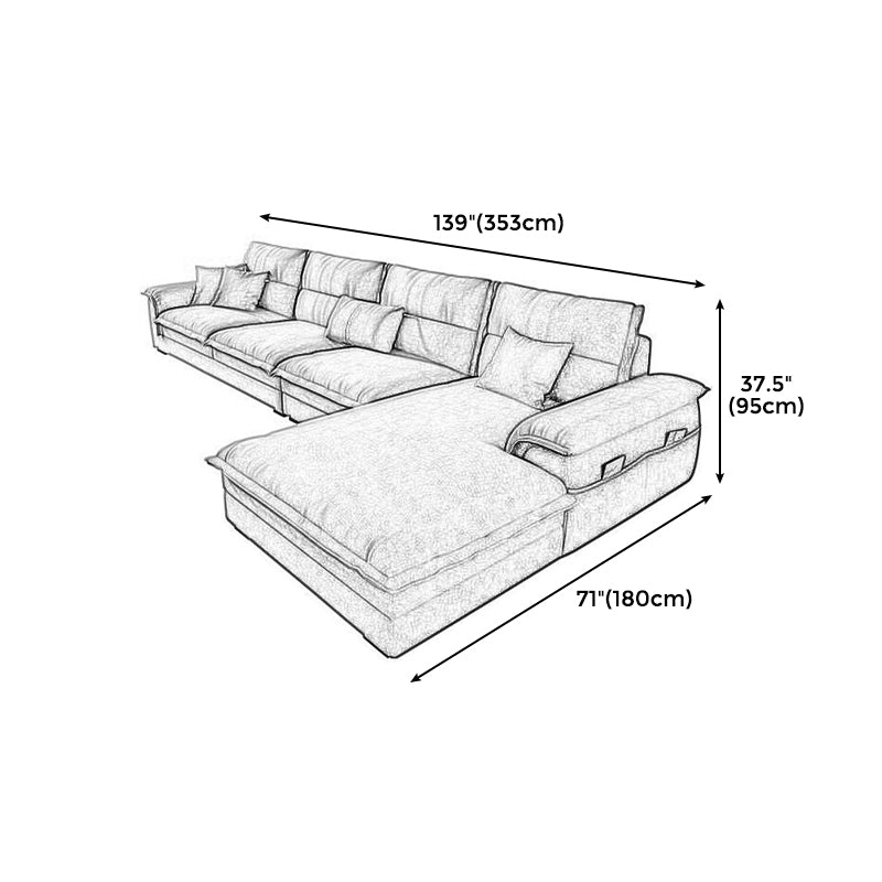 Contemporary Reversible Chaise Sofa with Removable Cushions Slipcovered Sofa