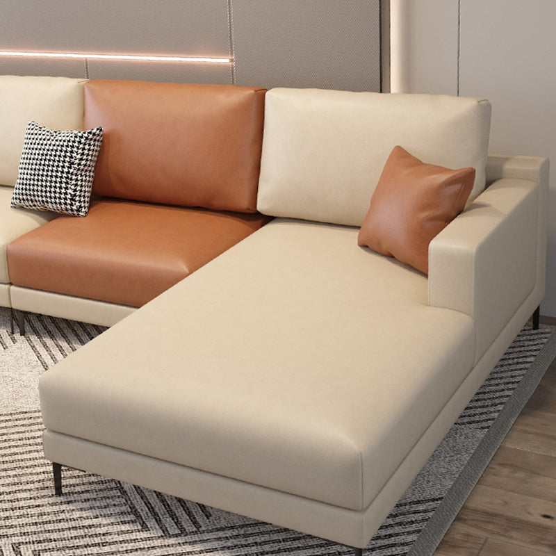 124.01" D x 62.99" W x 35.43" H Faux Leather Square Arm Sofa with Bolster Pillows