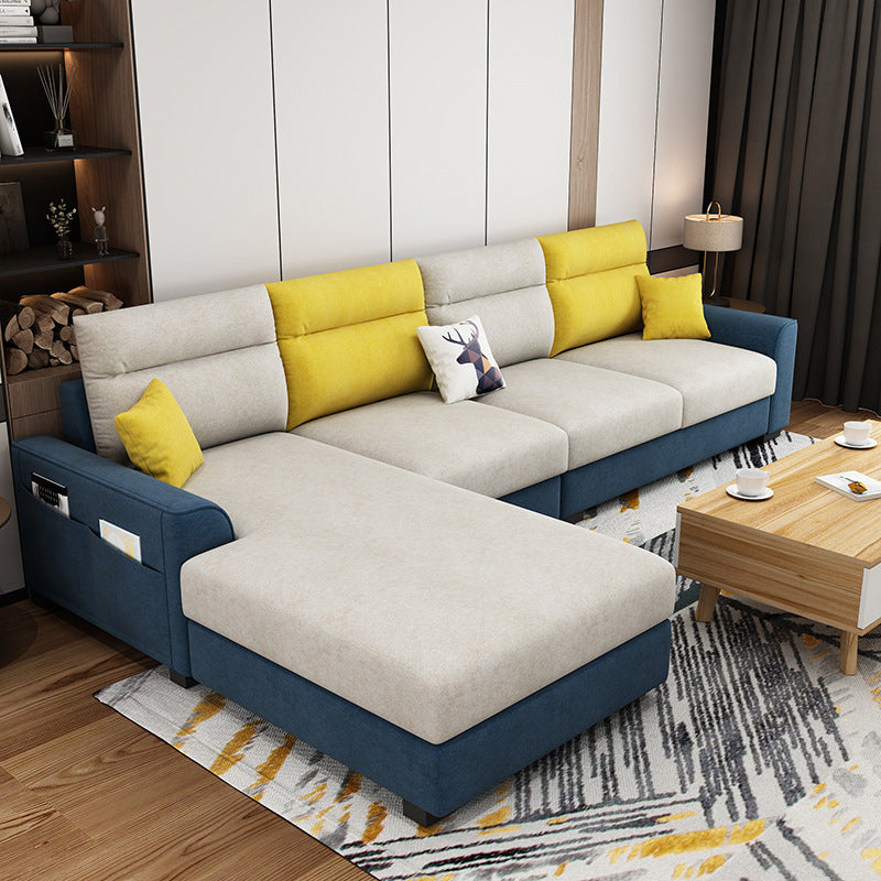 Modular Sewn Pillow Back Bench Seating Recessed Arm Assembled Settee Furniture