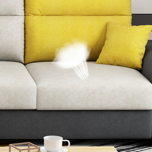 Modular Sewn Pillow Back Bench Seating Recessed Arm Assembled Settee Furniture