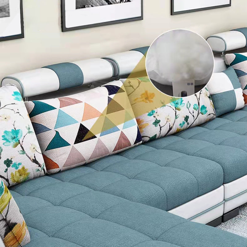 Contemporary Sewn Pillow Back Sofa 138.83"D x 68.9"W x 35.43"H Pillow Top Arm Sofa