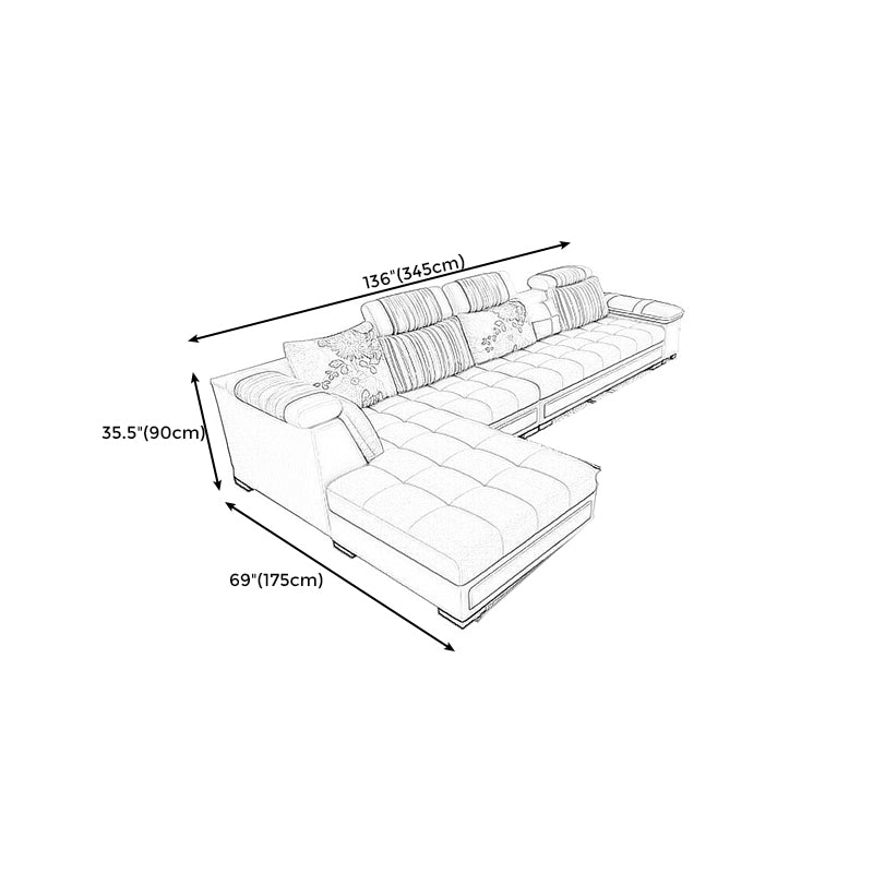 Contemporary Sewn Pillow Back Sofa 138.83"D x 68.9"W x 35.43"H Pillow Top Arm Sofa