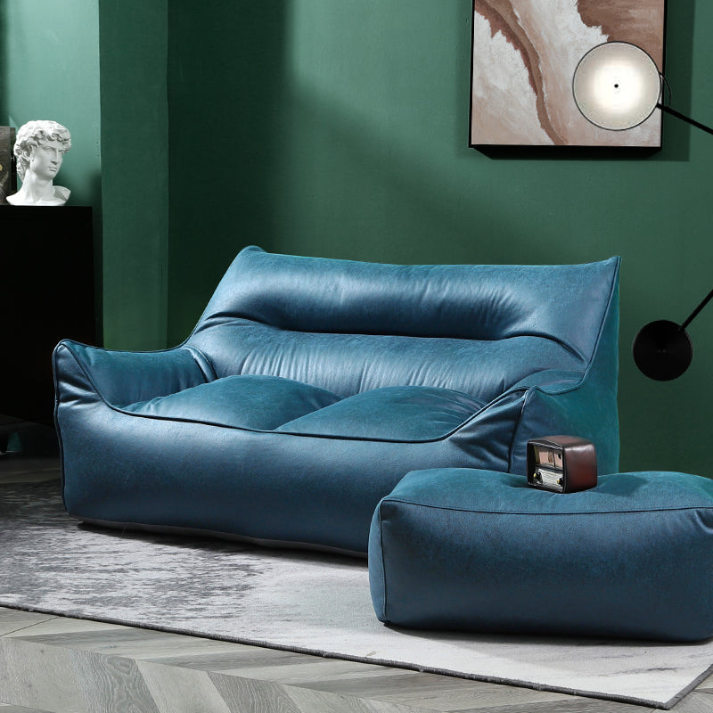 Contemporary Faux Leather Pillow Top Arm Sofa Sewn Pillow Back Sofa for Living Room