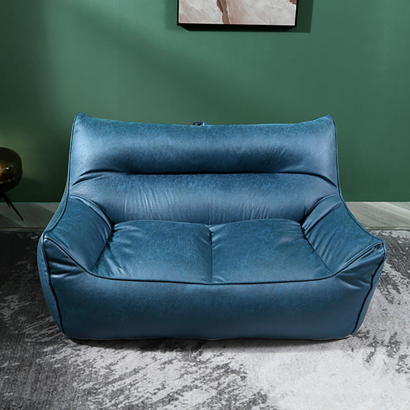 Contemporary Faux Leather Pillow Top Arm Sofa Sewn Pillow Back Sofa for Living Room