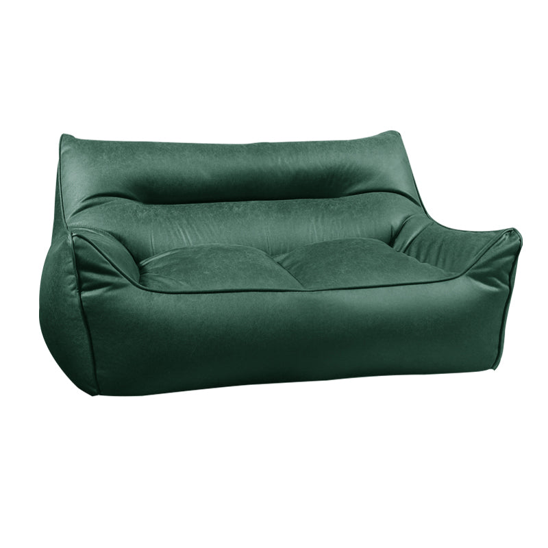 Contemporary Faux Leather Pillow Top Arm Sofa Sewn Pillow Back Sofa for Living Room