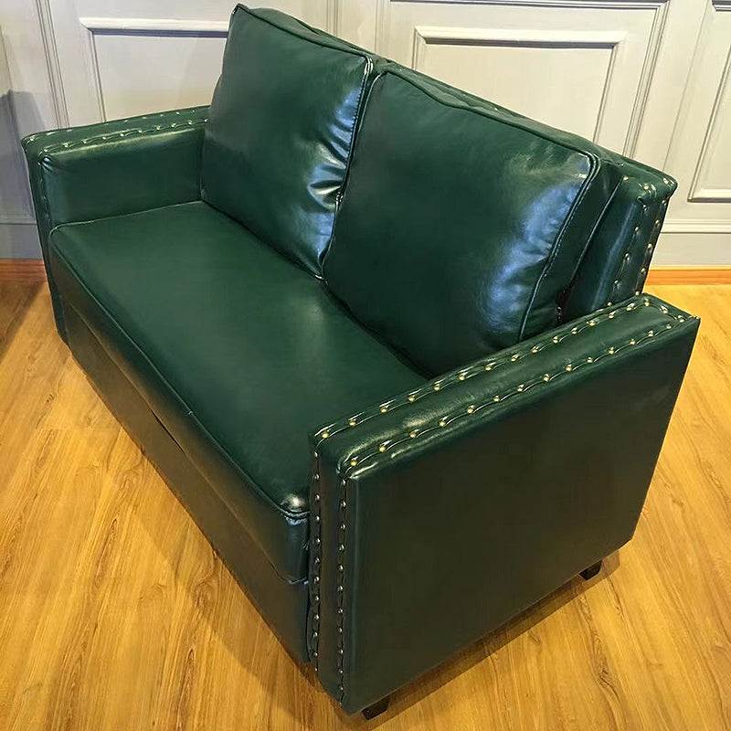 Mid Century Modern Leather Sofa 31.5"High Rolled Arm Sofa for Cafe