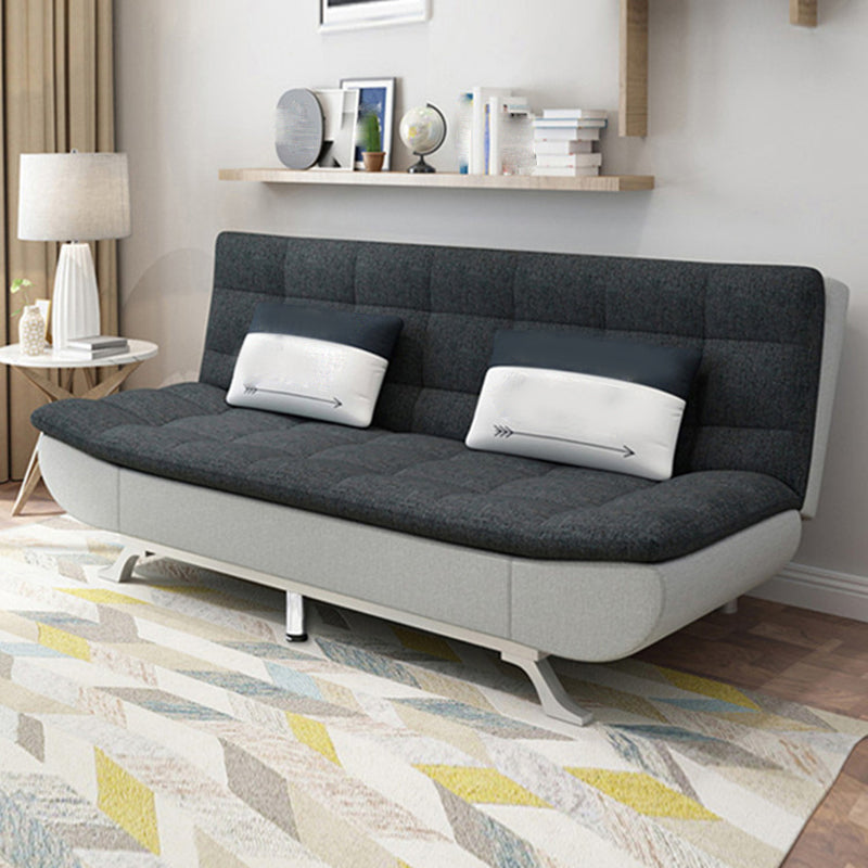 Hair Pin Legs Biscuit Back Armless Sofa with Slipcover for Living Room