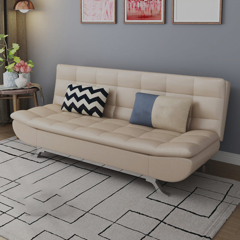 Hair Pin Legs Biscuit Back Armless Sofa with Slipcover for Living Room