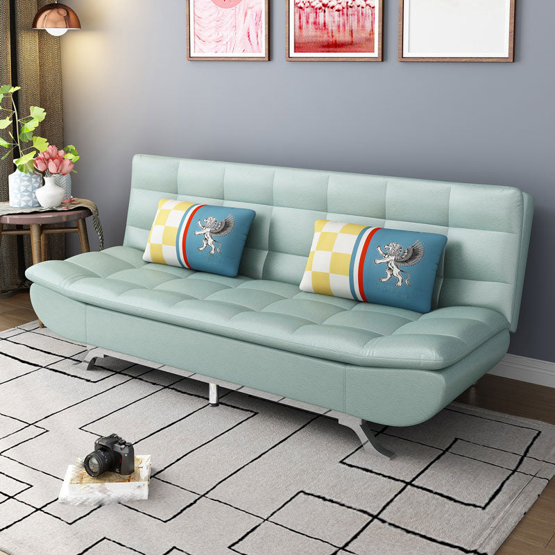 Hair Pin Legs Biscuit Back Armless Sofa with Slipcover for Living Room