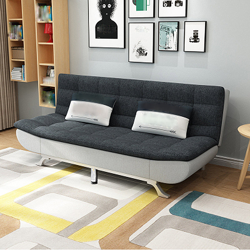 Hair Pin Legs Biscuit Back Armless Sofa with Slipcover for Living Room