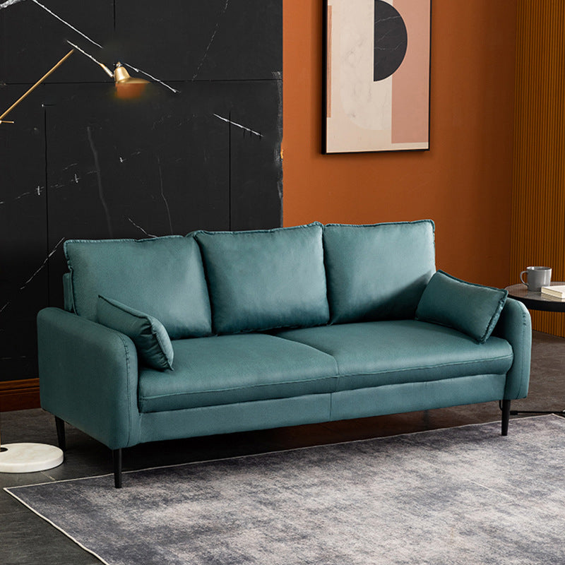 Faux Leather Cushions Sofa 3-Seat Contemporary 30.7" High Sofa