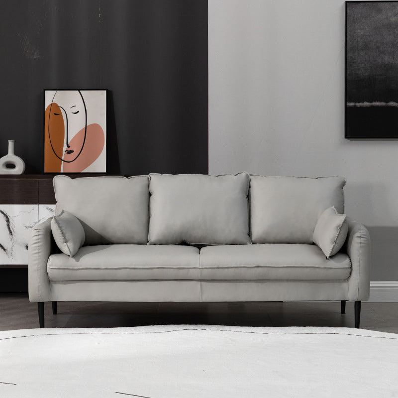 Faux Leather Cushions Sofa 3-Seat Contemporary 30.7" High Sofa