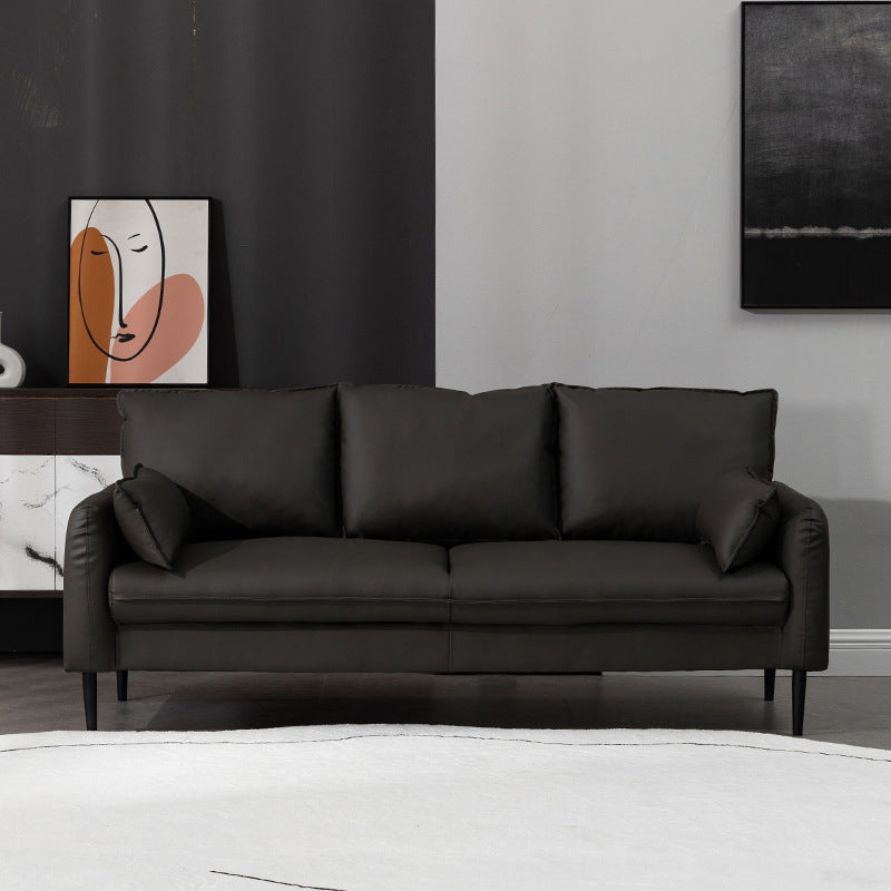 Faux Leather Cushions Sofa 3-Seat Contemporary 30.7" High Sofa
