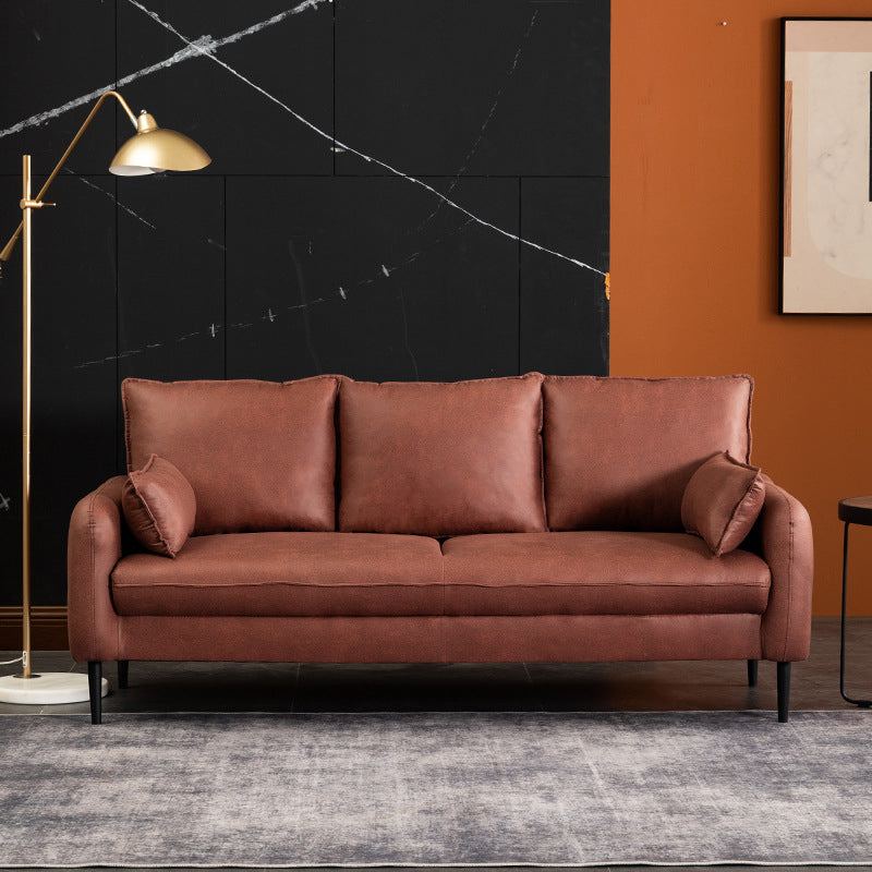 Faux Leather Cushions Sofa 3-Seat Contemporary 30.7" High Sofa