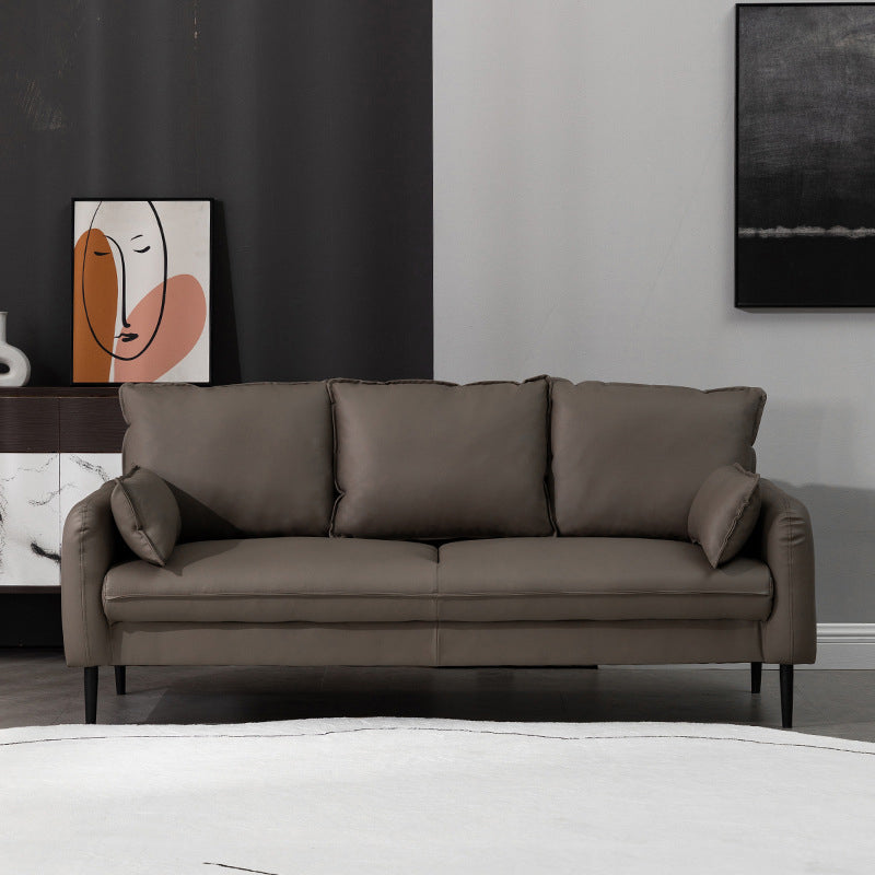 Faux Leather Cushions Sofa 3-Seat Contemporary 30.7" High Sofa