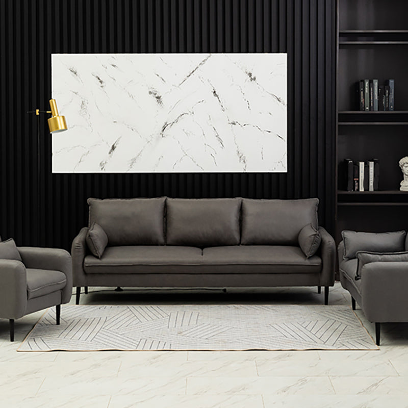 Faux Leather Cushions Sofa 3-Seat Contemporary 30.7" High Sofa