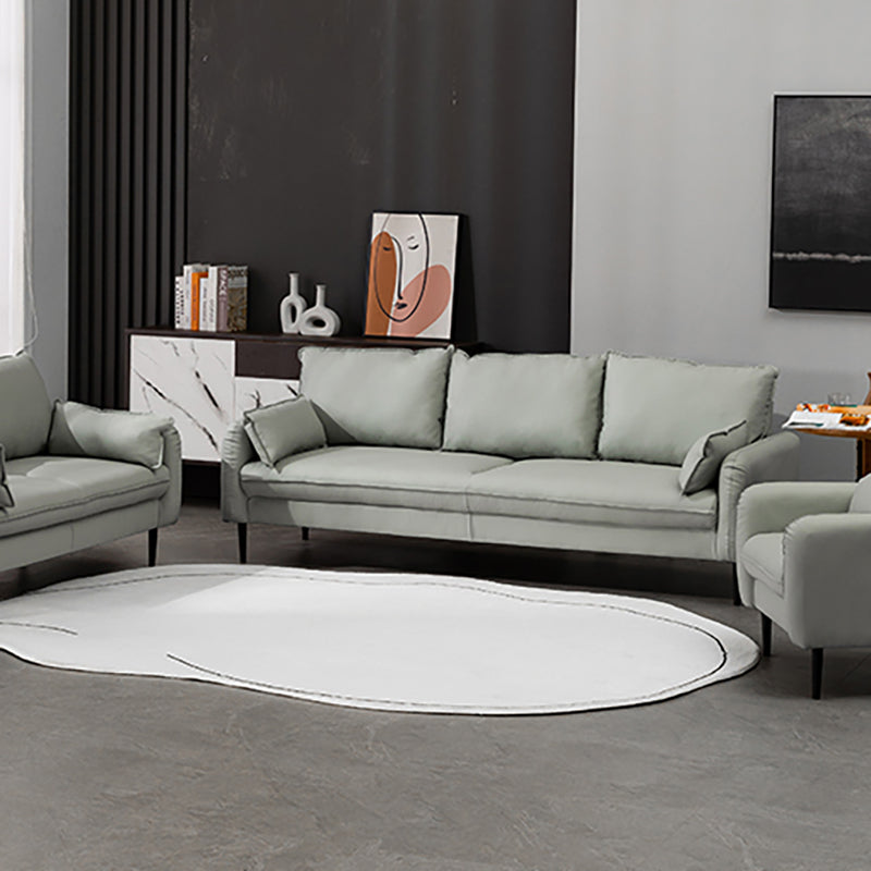 Faux Leather Cushions Sofa 3-Seat Contemporary 30.7" High Sofa