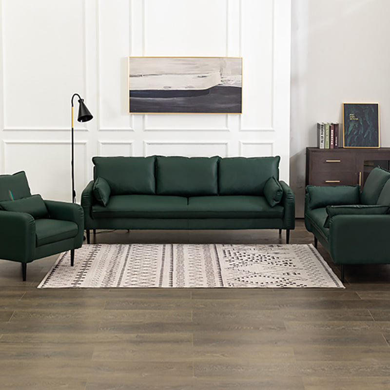 Faux Leather Cushions Sofa 3-Seat Contemporary 30.7" High Sofa