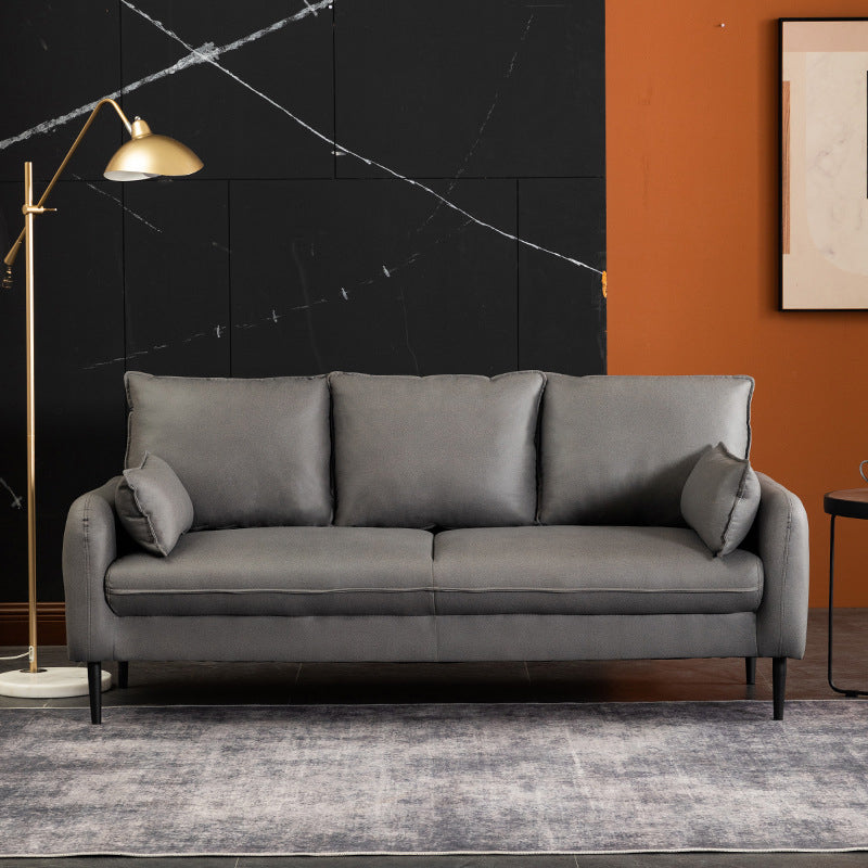Faux Leather Cushions Sofa 3-Seat Contemporary 30.7" High Sofa