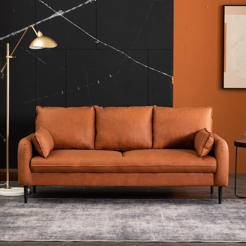 Faux Leather Cushions Sofa 3-Seat Contemporary 30.7" High Sofa