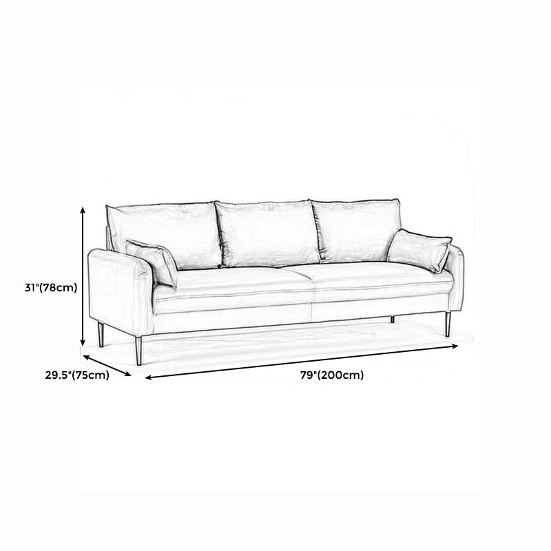 Faux Leather Cushions Sofa 3-Seat Contemporary 30.7" High Sofa