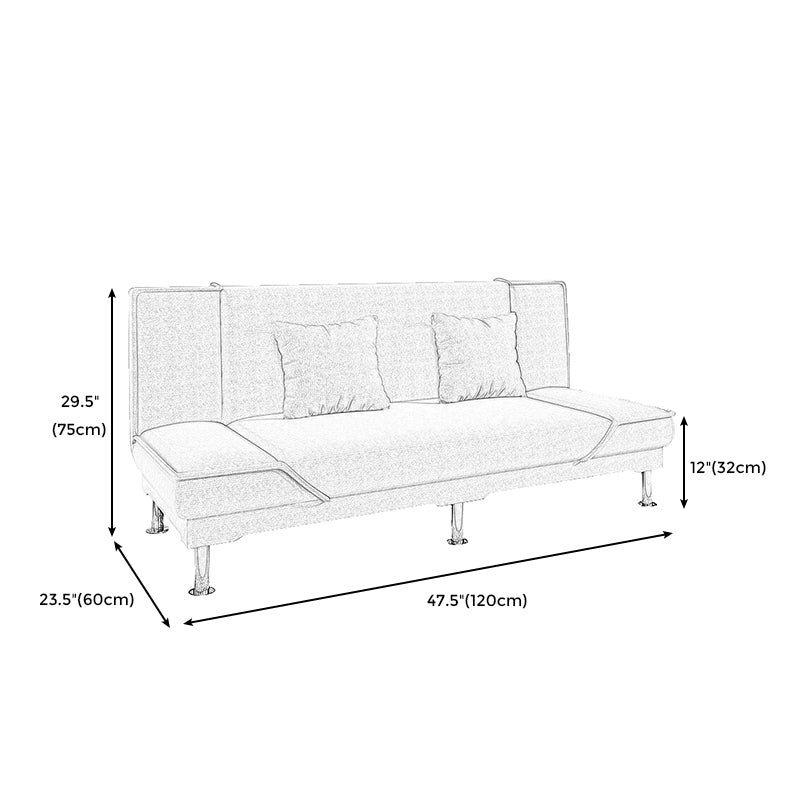 Armless Settee with Cotton Blend 19.68" W Convertible Sleeper Sofa for Living Room