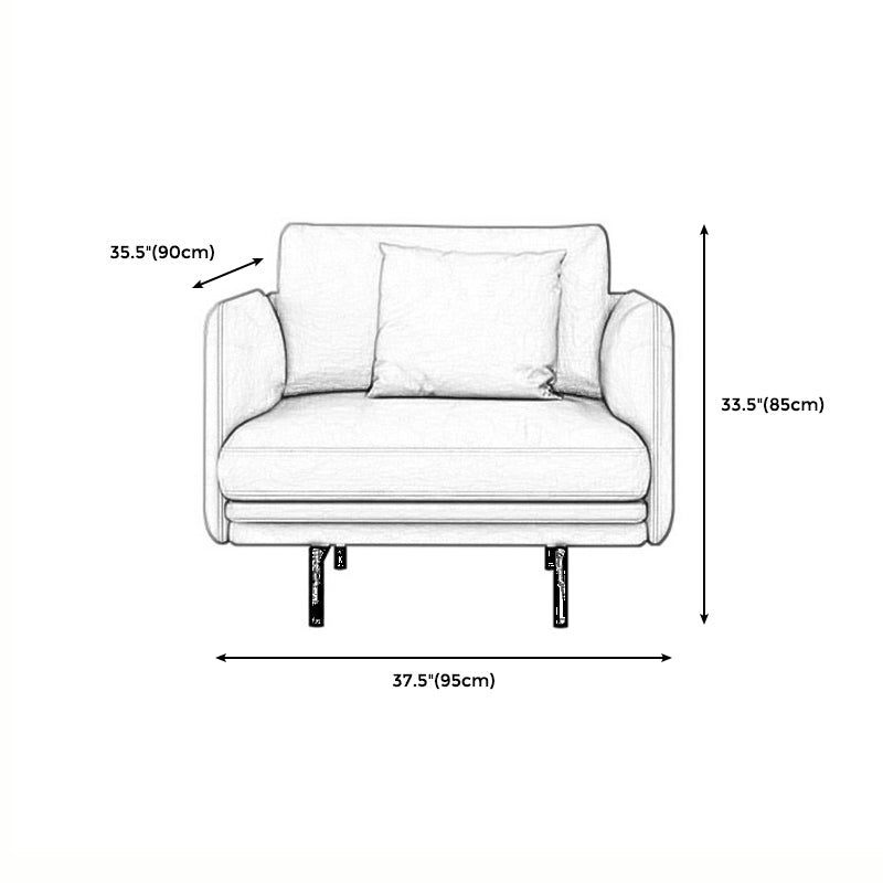 Modern Style Square Armrest Sponge Seat Filled with Leather & Leather Orange Sofa