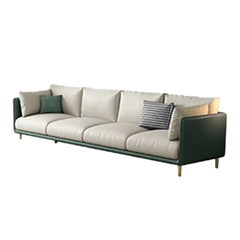 Green and White Stain Resistant Settee Sofa Leather Square Arm Loveseat