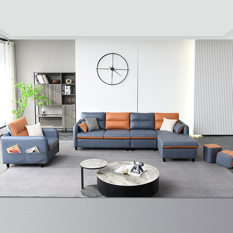 Square Arm Faux leather Removable Cushions Sectionals with Storage