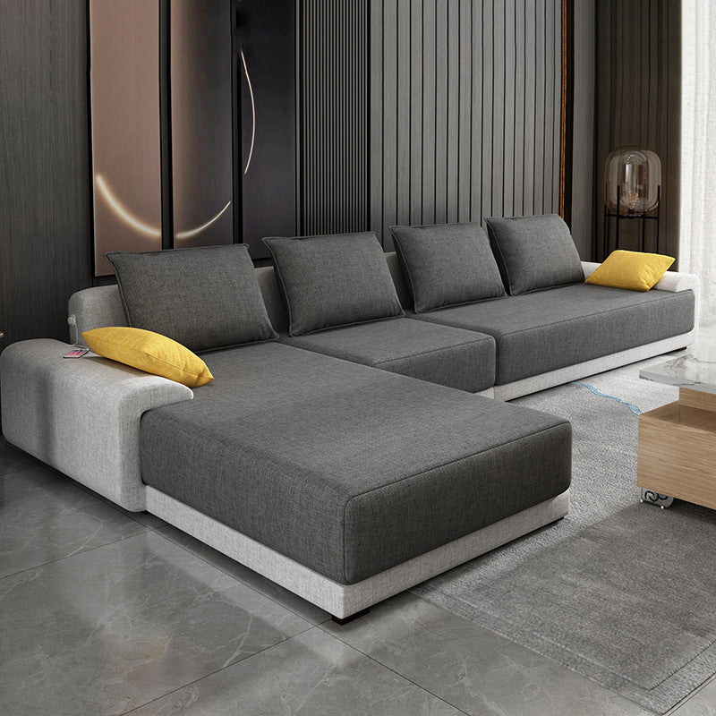 Contemporary Reversible Chaise Sofa Removable Cushions Sofa with Pillows