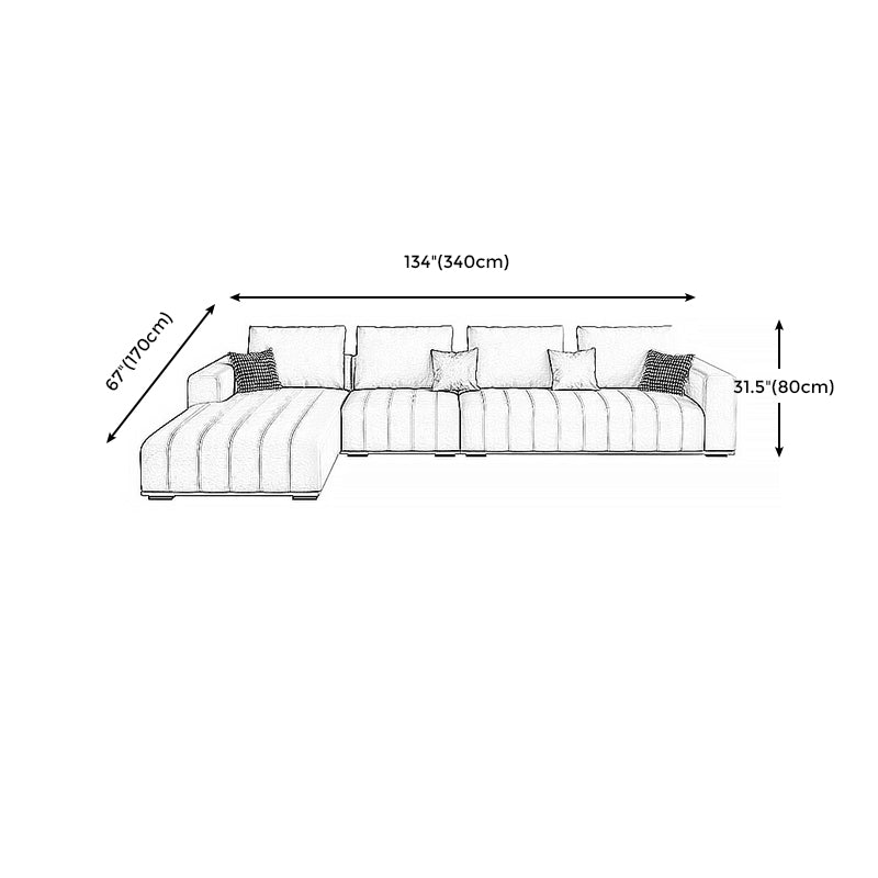 Transitional Modern Cushions Sofa 31.5"High Square Arm Sofa, Beige