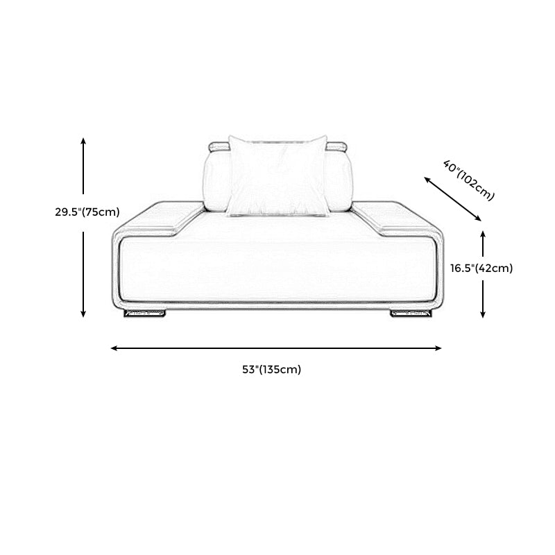 Assembled Genuine Leather Living Room Recessed Arm Modular Sofa & Chaise