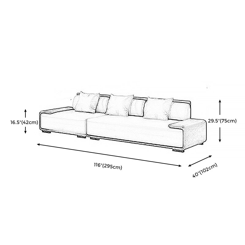 Assembled Genuine Leather Living Room Recessed Arm Modular Sofa & Chaise