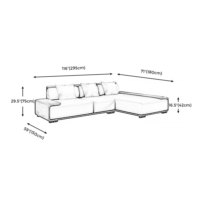 Assembled Genuine Leather Living Room Recessed Arm Modular Sofa & Chaise