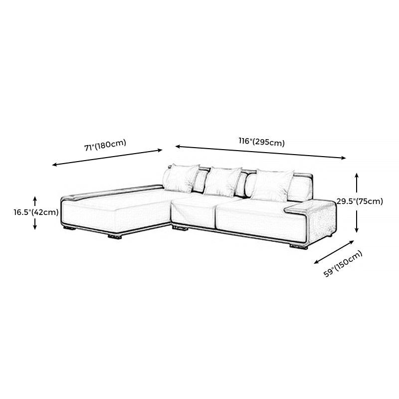 Assembled Genuine Leather Living Room Recessed Arm Modular Sofa & Chaise