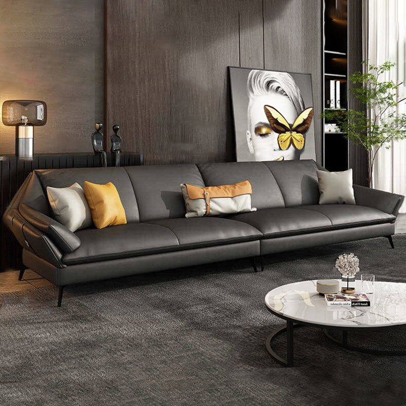 Down Fill Cushions Leather Living Room Pillow Top Arm Modular Sofa & Chaise