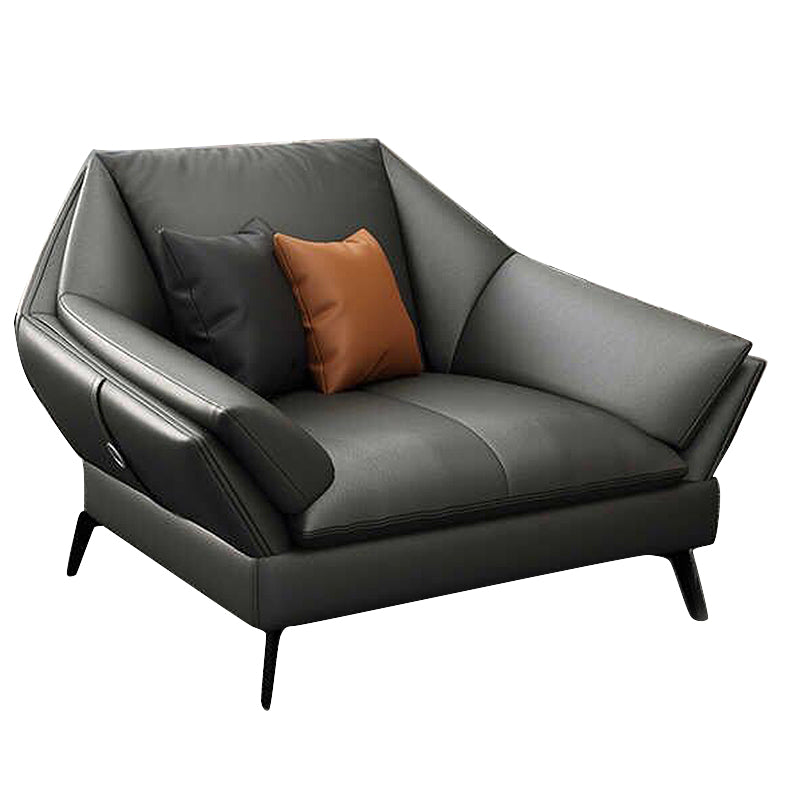 Down Fill Cushions Leather Living Room Pillow Top Arm Modular Sofa & Chaise