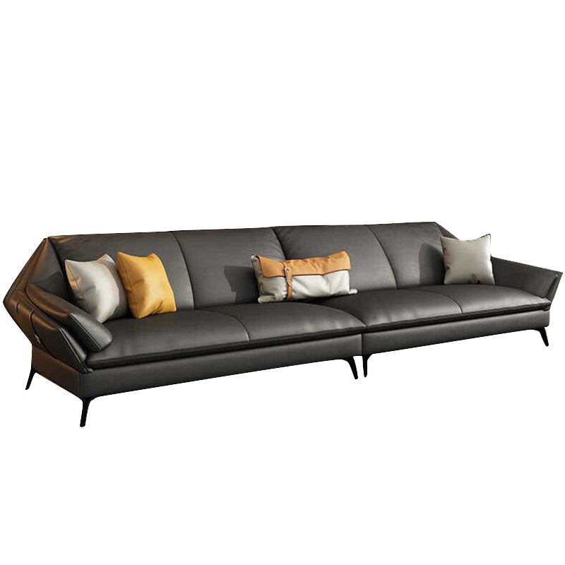 Down Fill Cushions Leather Living Room Pillow Top Arm Modular Sofa & Chaise