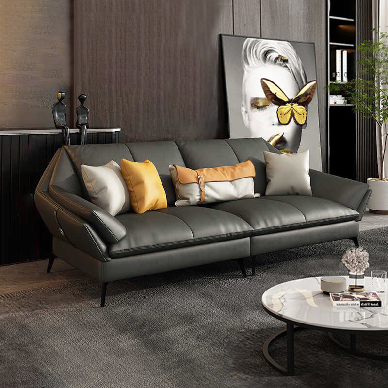 Down Fill Cushions Leather Living Room Pillow Top Arm Modular Sofa & Chaise