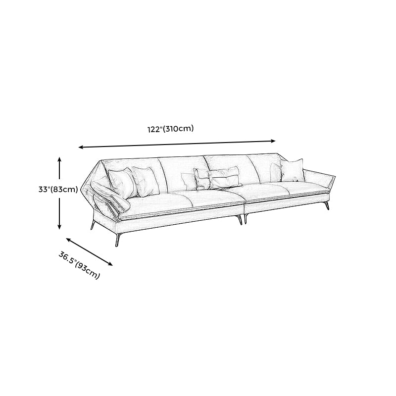 Down Fill Cushions Leather Living Room Pillow Top Arm Modular Sofa & Chaise