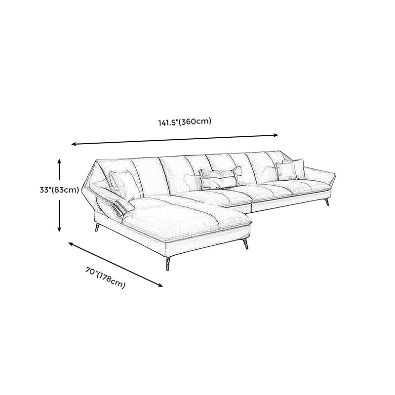 Down Fill Cushions Leather Living Room Pillow Top Arm Modular Sofa & Chaise