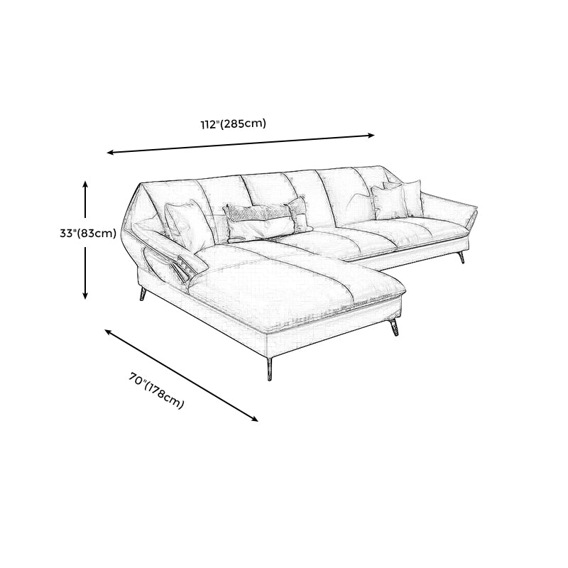 Down Fill Cushions Leather Living Room Pillow Top Arm Modular Sofa & Chaise