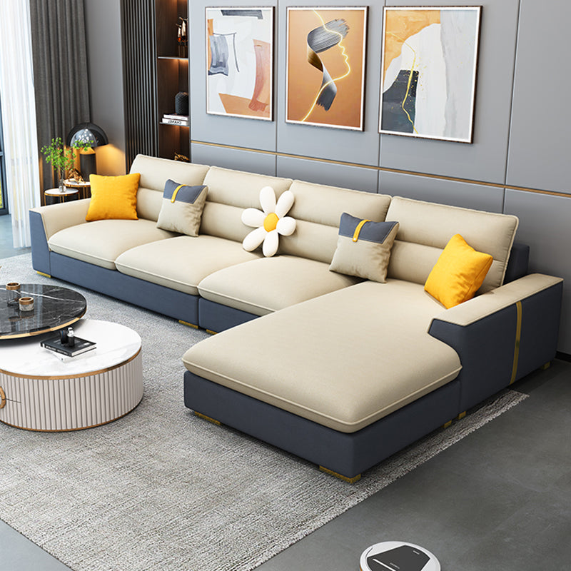 Contemporary Faux Leather Square Arm Sofa with Bolster Pillows for Living Room