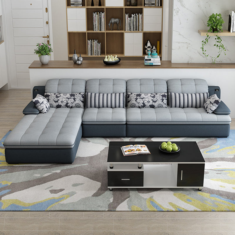 Contemporary Pillow Top Arm Sofa with Storage Bag Adjustable Backrest Sofa