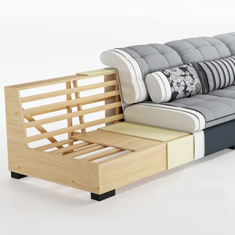 Contemporary Pillow Top Arm Sofa with Storage Bag Adjustable Backrest Sofa